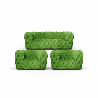 Wohnzimmer Grün Sofagarnitur Sitzmöbel 3tlg Modern Einrichtung Chesterfield