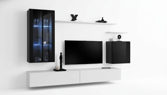 Wohnzimmer Komplett set 7tlg Wohnzimmer Möbel Wohnwand Holz Einrichtung Neu