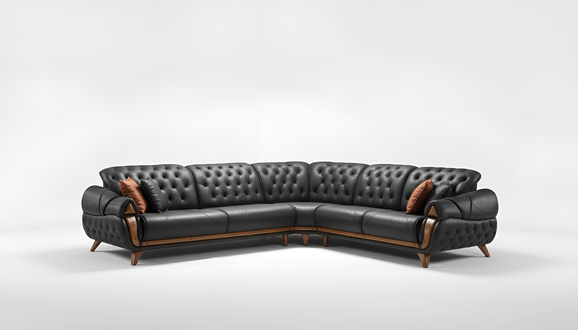 Wohnzimmer Leder Schwarz Sofa Sofas L-Form Sitz Farbe Ecksofa Couch