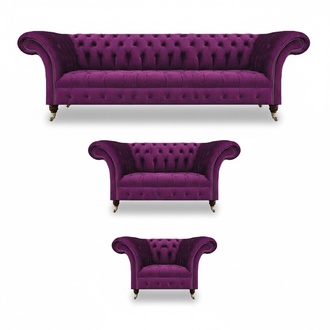 Wohnzimmer Lila Sofagarnitur 3tlg Luxus Textil Polster Möbel Chesterfield