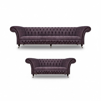 Wohnzimmer Luxus Lila Sofa Dreisitzer Design Sessel Sofagarnitur Chesterfield