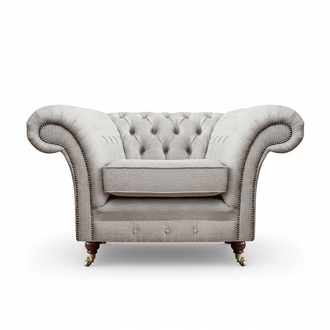 Wohnzimmer Luxus Sessel Polstermöbel Neu Grau Sitz Textil Chesterfield