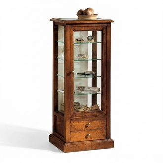 Wohnzimmer Möbel Anrichte Massive Holz Vitrinen Glas Schrank Echtholz Vitrine1