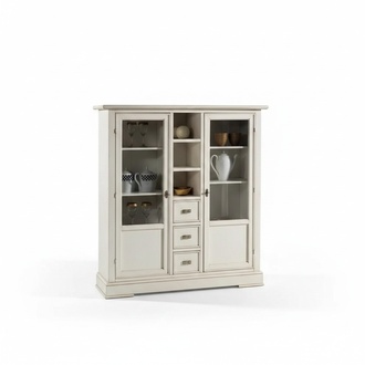 Wohnzimmer Möbel Holz Vitrine Glas Schrank Echtholz Anrichte Vitrine