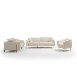 Wohnzimmer Polster Sofa Set Dreisitzer 2-Sitzer Luxuriöser Textil Sessel