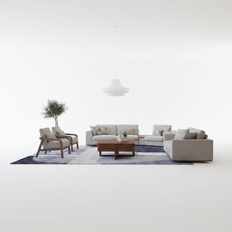Wohnzimmer Set 4tlg Zweisitzer mit Dreisitzer Sofa Polster Textil 2x Sessel Neu