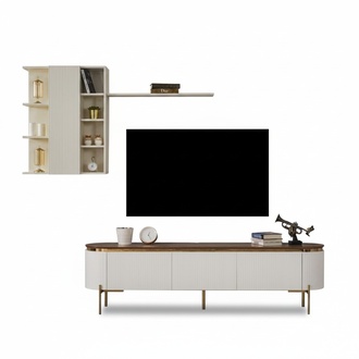 Wohnzimmer Set Besteht ausTV Lowboard und Wandschrank mit Elemente Gold