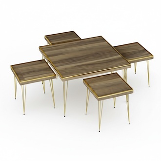 Wohnzimmer-Set Braun aus MDF und Edelstahl modern elegant