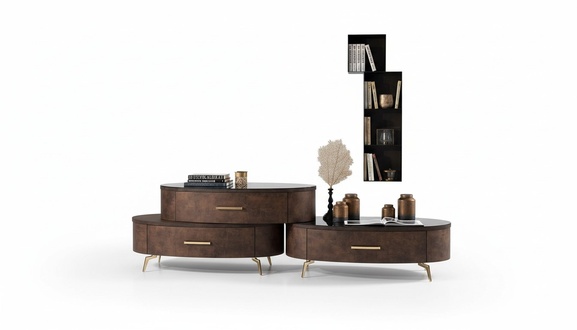 Wohnzimmer Set Design 2x Kommode Wandregal Wohnwand Regal Schränke 4tlg.