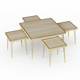 Wohnzimmer-Set in Beige mit MDF und Edelstahl modern und elegant