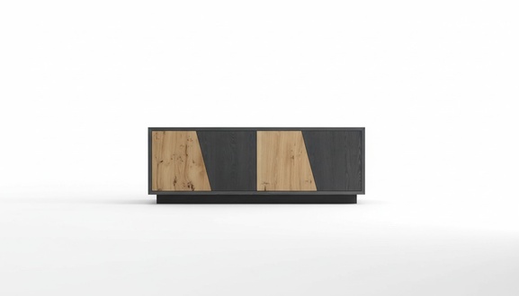 Wohnzimmer Sideboard 2 Türen Schubladen schwarz neu Modern
