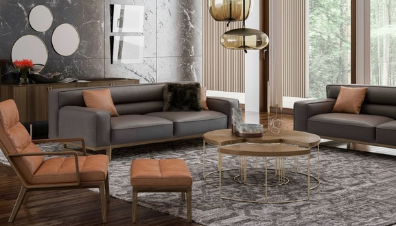 Wohnzimmer Sofa-Set Polstersitzgruppe Dreisitzer Hocker Sessel Couchtisch
