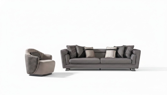 Wohnzimmer Sofagarnitur Grau Dreisitzer Sessel Luxus Couch Set 4 1 Sitzer