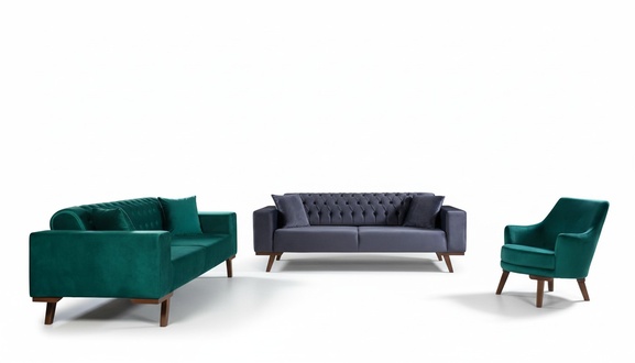 Sofagarnitur 3+3+1 Sitz Wohnzimmer Stil Couch Sofa Violett Turkis
