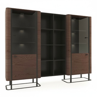 Wohnzimmer Wohnwand Designer Bücherregal Möbel Holzmöbel 2x Vitrine Set