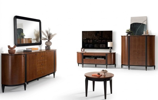 Wohnzimmer Wohnwand RTV Lowboard Holz Sideboard Möbel Schrank Set 3tlg