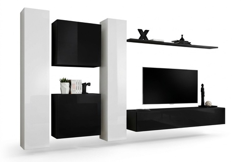 Wohnzimmer Wohnwand Set 4tlg Gruppe Garnitur Schrank 4tlg. Holz Möbel Regal