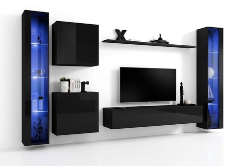 Wohnzimmermöbel Set Designer 2x Wandschrank Hänge Vitrine Einrichtung