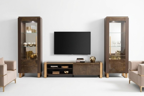 Wohnzimmermöbel Set Designer Wohnzimmer Sideboard 2x Vitrine 3tlg. Wohnwand Neu