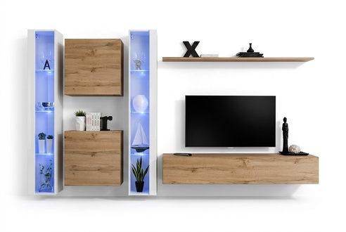 Wohnzimmermöbel Wandschrank TV-Ständer Braun Sideboard Komplett Einrichtung