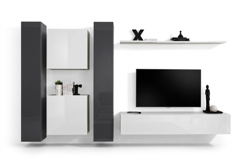 Wohnzimmermöbel Weiß Wohnwand Designer Möbel Komplette Set 6tlg Neu