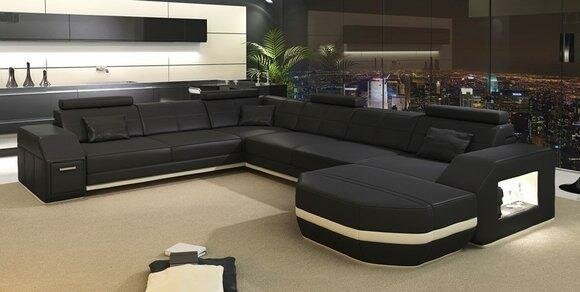 Ecksofa Sofa Couch Polster Leder Garnitur Wohnlandschaft Ecke Wohn