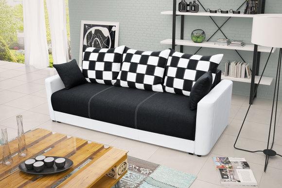 Schlafsofa Klappcouch 3-Sitzer Schlaffunktion + Bettkasten Couch Sofa