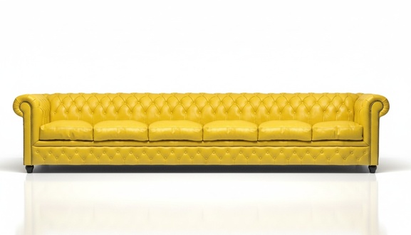 XXL Big Sofa Club Lounge gelbe Möbel 6 Sitzer Gelbe Couchen Chesterfield Sofas