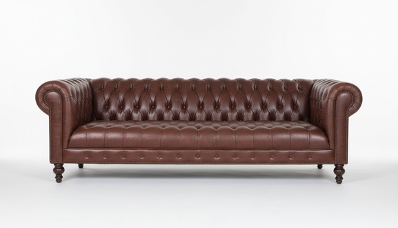 XXL Big Sofa Couch Chesterfield 240cm Polster Sofas 4 Sitzer Leder Vintage #266