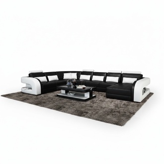 XXL Big Wohnlandschaft Sofa Couch Polster Eck Leder Sofa Garnitur Couchen +Neu+