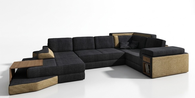 XXL Design Big Sofa mit USB Ecksofa Couch Wohlandschaft U Form Leder Textil Ecke