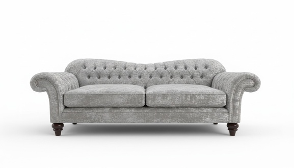 XXL Sofa 3 Sitzer Couch Chesterfield Polster Sitz Garnitur Leder Textil Silber