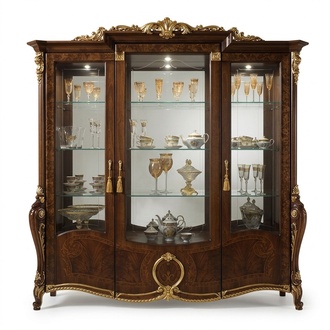 XXL Vitrine Glas Wandschrank Vitrinen Regal Barock Rokoko Stil Jugendstil
