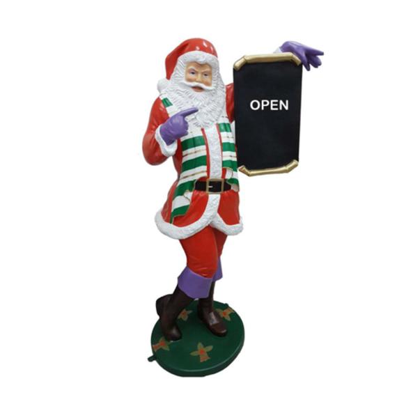 Weihnachtsmann Figur mit Schild Open Statue Figuren Statuen Nikolaus