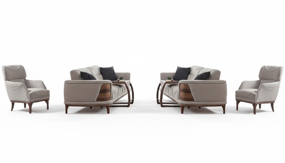 Zwei Sofas komplett mit 2 weißen Sesseln luxuriöse gepolsterte Sessel neu