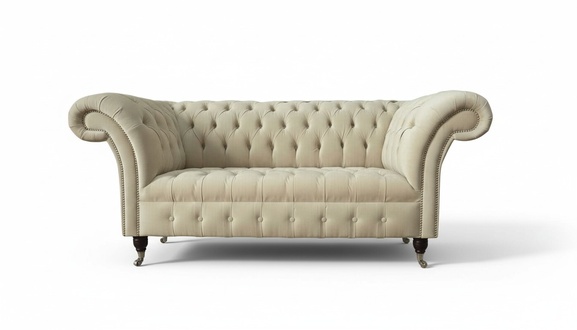 Zweisitzer Couch Polster Sofa 2 Sitz Textil Stoff Luxus Chesterfield Neu