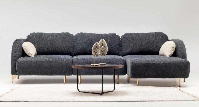 Ecksofa L form Polstersofa Stoffsofa Couch Grau Sofa Liege Stoff