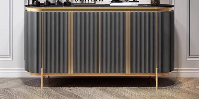 Anrichte Sideboard Luxus Designer Holz Regal Schrank Möbel Grau Kommode