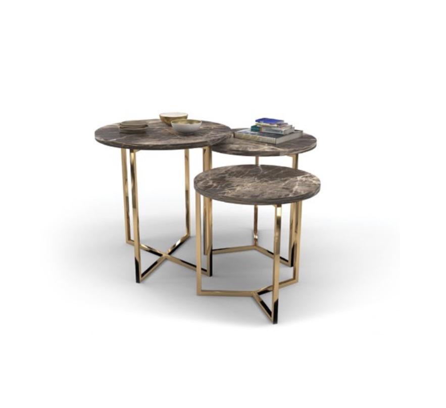 Designer 3x Marmor Beistelltische Luxus Wohnzimmer Tische Couchtische TischDesigner 3x Marmor Beistelltische Luxus Wohnzimmer Tische Couchtische Tisch