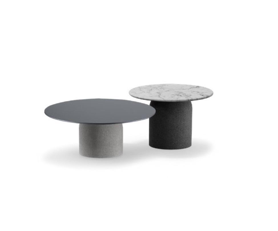 Designer Grauer Couchtisch Set Luxus 2x Tische Runde Beistelltische Neu
