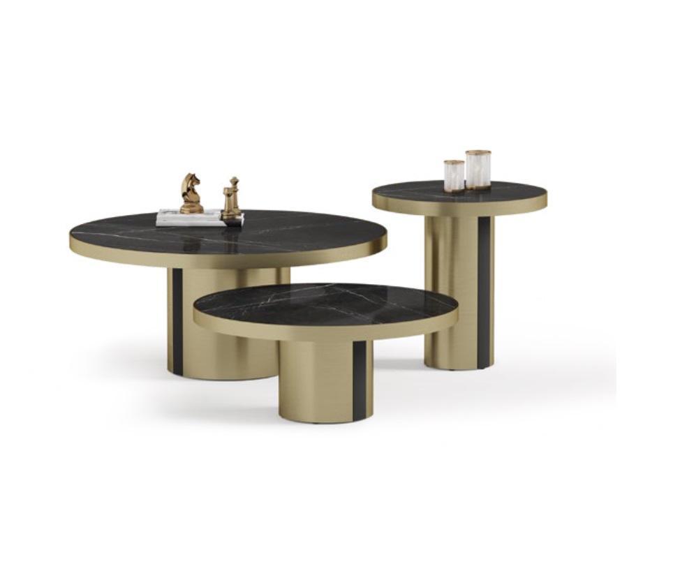 Luxus Couchtisch Set 3x Rundtische Moderne Wohnzimmer Beistelltische1