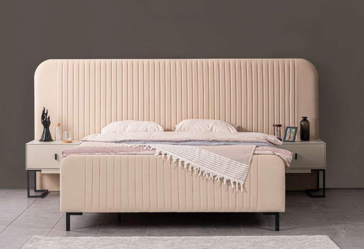 Set Bett 2x Nachttische 3tlg. Komplettes Schlafzimmer Luxus Möbel Neu
