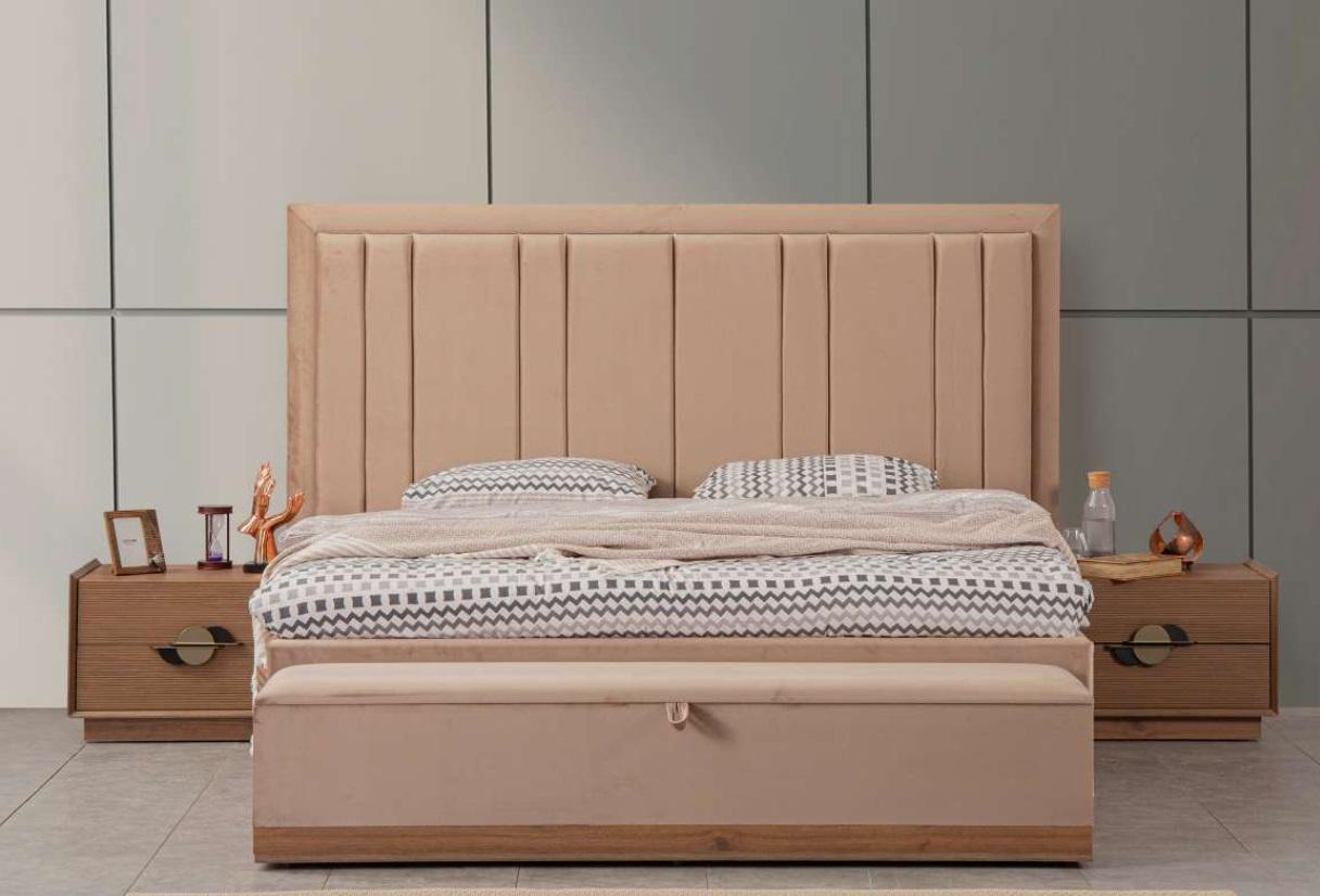 Schlafzimmer Bett 180x200 2x Nachttische 3tlg.Set Luxus Modern