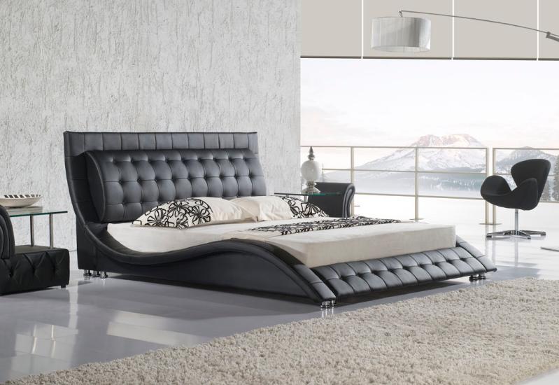 Bett Doppelbett Schwarz Polsterbett Schlafzimmer Modern 180x200