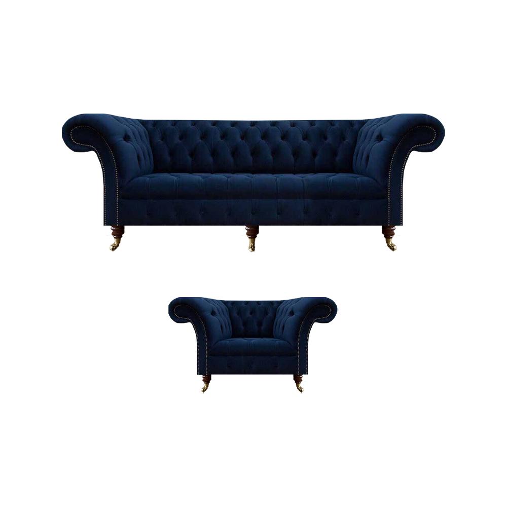 Luxus Polstermöbel Wohnzimmer Dreisitzer Sofa Couch Sessel Textil Einrichtung