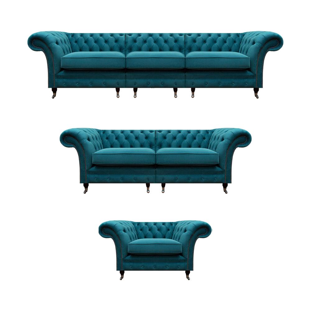 Luxus Set 3tlg Sofas Polstermöbel Sessel Couch Wohnzimmer Chesterfield