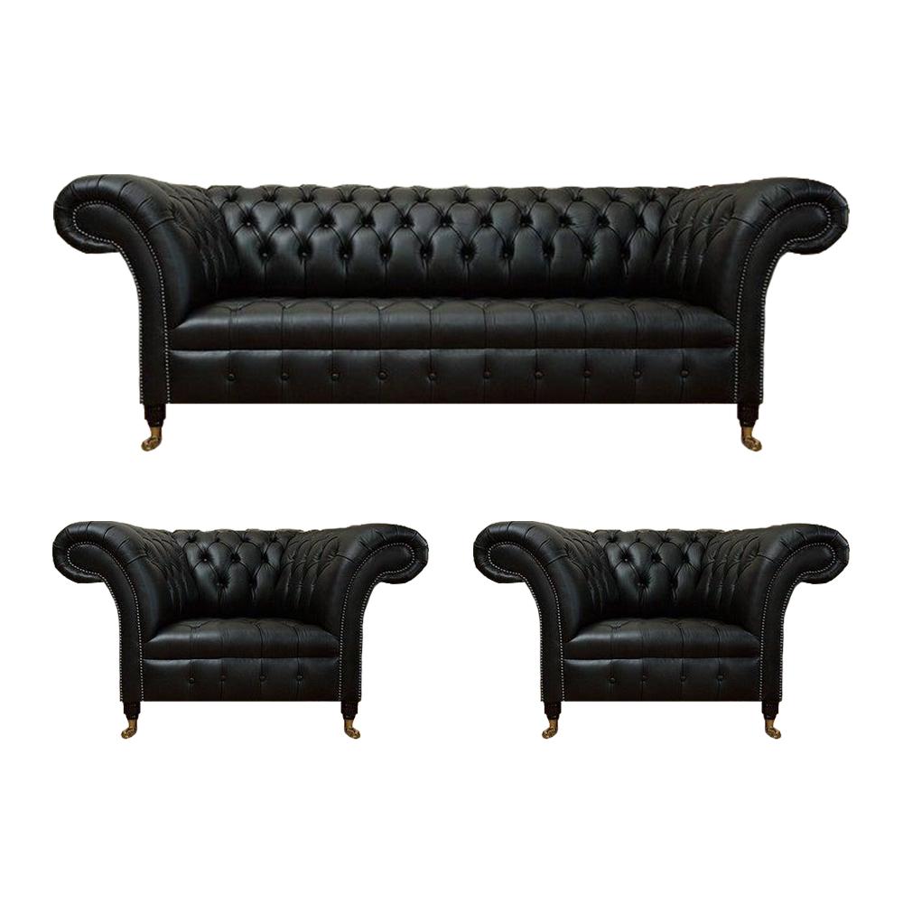 Sofagarnitur Komplett 3tlg 2x Sessel Luxus Dreisitze Sofa Couch Wohnzimmer