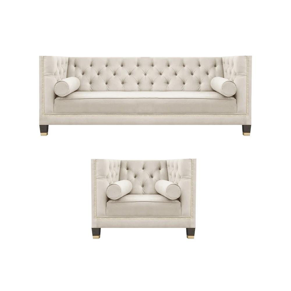 Garnitur Luxus Designer Weiß Sofa Couch Dreisitze Wohnzimmer Sessel 3+1