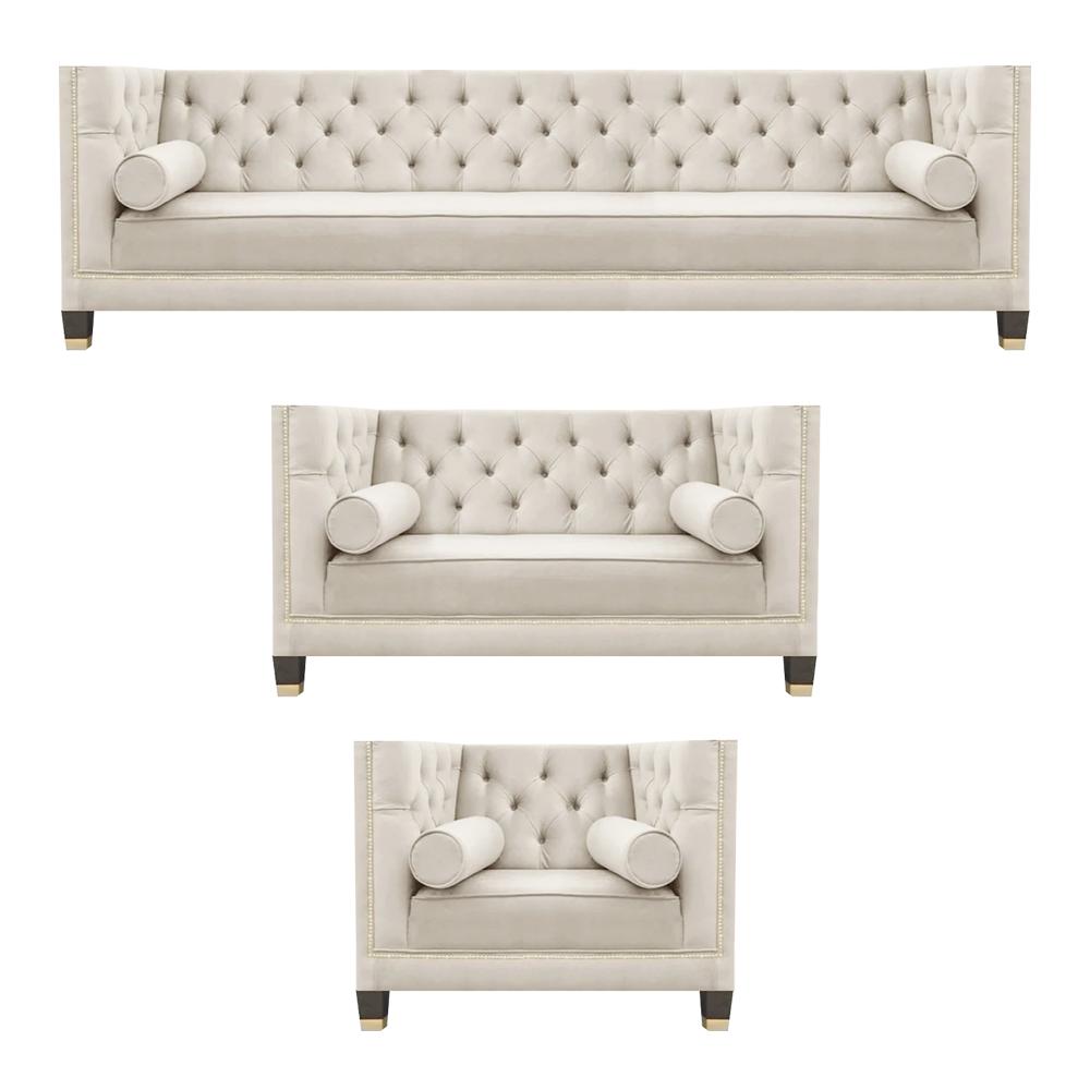 Polster Wohnzimmer Garnitur Designer Sofagarnitur Luxus Textil Sessel Neu