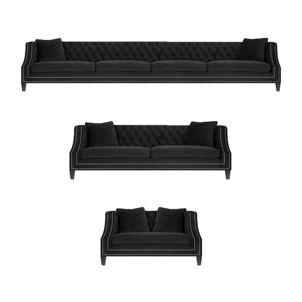 Chesterfield Schwarz Sofagarnitur Sofas Couch Wohnzimmer Sessel Neu Garnitur